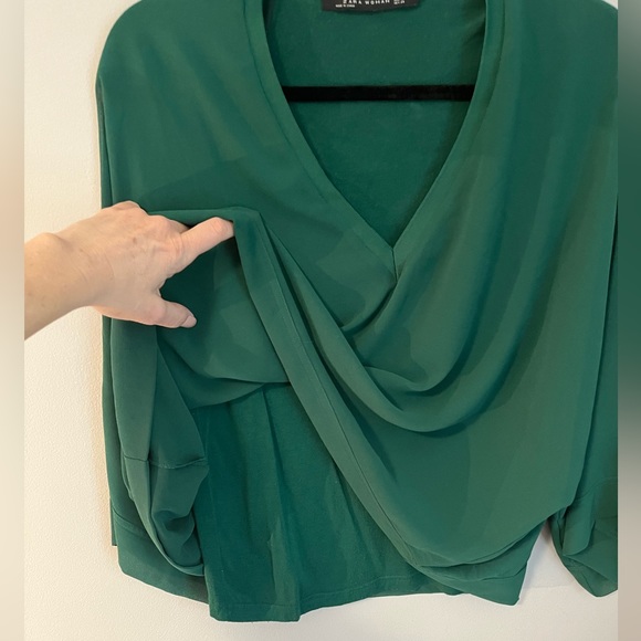 Zara green top. Chiffon overlay. Size M - Picture 4 of 7